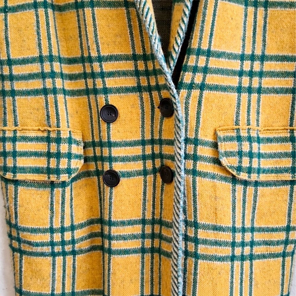 Free People Sunflower Spruce Plaid Sleeveless Peacoat Vest Long Coat M - Picture 5 of 13